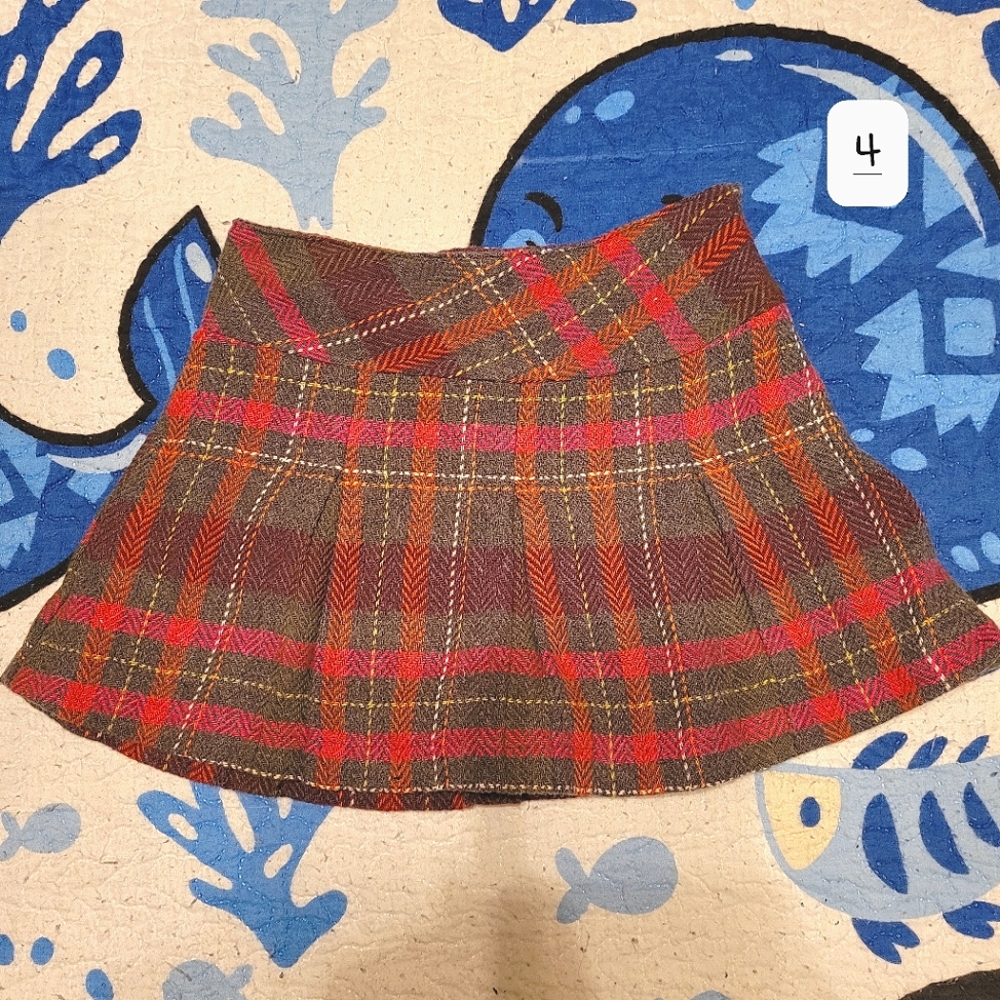Gymboree Girl's sz 4 Pink Orange Fall Color Plaid Texture Skirt Autumn